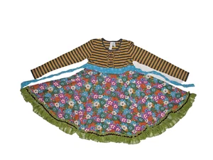 Matilda Jane 10 EUC NWT Whistler Dress (Jane Exclusive) Emerald Argyle Leggings - Picture 1 of 3