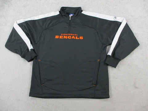 Cincinnati Bengals Sweater Adult Large Black NFL Football Fleece Lined Reebok Cover