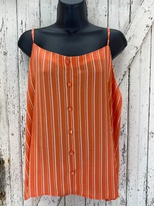  Anthropologie ärmelloses Top Bluse Tunika Shirt XL orange koralle gestreift - Bild 1 von 6