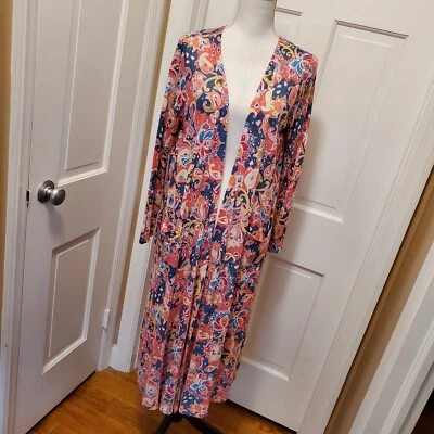 LulaRoe Sarah Colorful Linen Blend Lightweight Duster Size Medium - Image 1 of 4