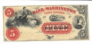 North Carolina $5 18XX Bank of Washington Obsolete Red Overprint GEM Quality - Picture 1 of 3