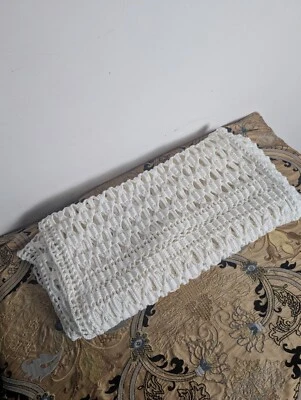 RECLAIMED CROCHET Creme ELFENBEIN ENDE BETTÜBERWURF TAGESDECKE  - Bild 1 von 4