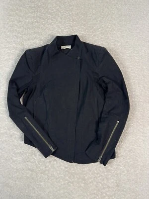 Helmut Lang Womens Zip Pockets Designer Asymmetrical Moto Jacket Lined Black XS - Image 1 of 4