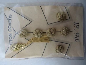 Vintage Button Covers Gold Tone Knots Tassled 7 Pieces Embellishment Accessory - Picture 1 of 7