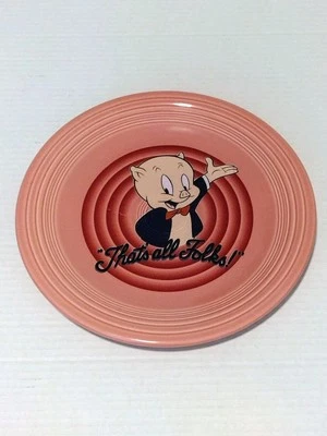 Plato Porky Pig Fiesta 10.5" Warner Bros Homer Laughlin 1994 Cena Rosa De Colección Foto 1 de 4