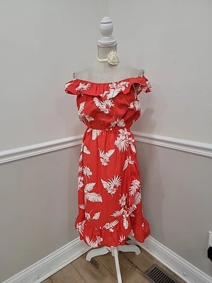 Vintage Kole Kole Hawaiian Red Sun Dress Off The Shoulder Hawaii Womens  - Image 1 of 4