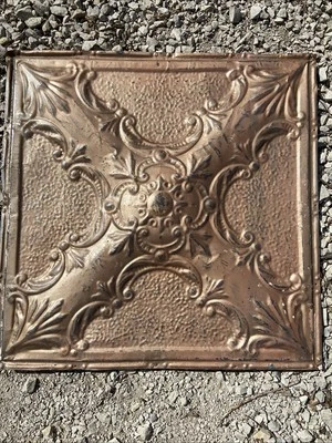 ANTIQUE METAL TIN CEILING TILE 24” X 24" SALVAGED VINTAGE  - Image 1 of 4