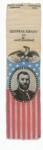 1868 President ULYSSES S GRANT Political Campaign Woven Portrait Ribbon * RARE * - Picture 1 of 2
