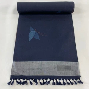 JAPANESE KIMONO FABRIC CLOTH BOLT BLACK TSUMUGI PURE SILK AA0620 - Picture 1 of 5