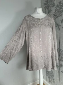 Sahara Jacquard Print Grey Button Up Top New Without Tags Silver Size XL - Picture 1 of 10