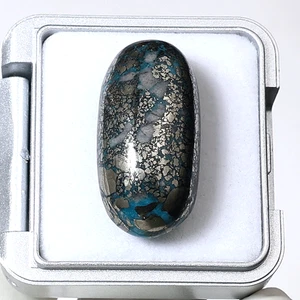 Piedra preciosa cabujón ovalada turquesa persa natural de 50 quilates Sky Meets Gold 28x14 mm - Imagen 1 de 12