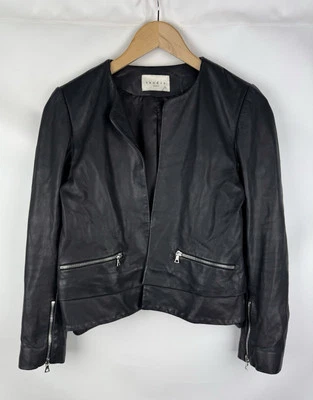 Chaqueta motera Sandro Paris de cuero de cordero para dama talla ~ L Foto 1 de 4