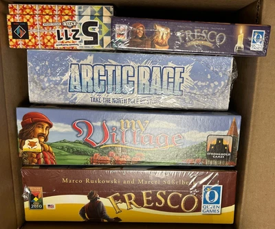 Lot of 5- Board Game Euro My Village, Arctic Race, Fresco + Expansion 5211 Azul - Image 1 of 4