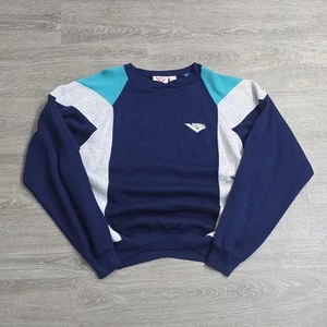 Vintage 80er 90er Pony weiches Sweatshirt Pullover Logo Rundhals grau türkis blau Gr. XL - Bild 1 von 16