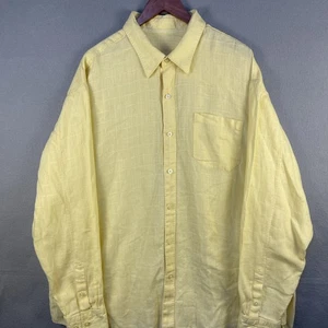 Tommy Bahama Linen Shirt Mens 2XL Yellow Long Sleeve Textured Beach Classic - Picture 1 of 12