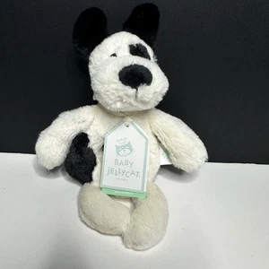 BNWT Baby Jellycat London Bashful Puppy Dog Ring Rattle Plush Cream White Black - Picture 1 of 6