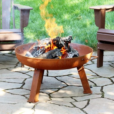 24 in Small Rustic Cast Iron Fire Pit Bowl with Stand by Sunnydaze - Image 1 of 4