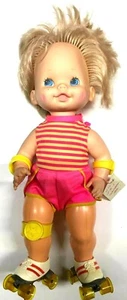 Mattel Vintage 80er Jahre Baby Schlittschuhe Rollschuh Puppe zum Aufziehen und Gehen 14 Zoll - Bild 1 von 7
