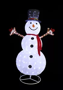 POP UP 3D Sparkle Glitter Snowman 180CM Tall White LED In/ Outdoor Christmas - Picture 1 of 3