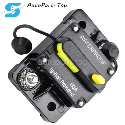 SOILLAR 12V DC Circuit Breaker Reset Car Auto Marine Stereo Audio FuseInverter 60AMP