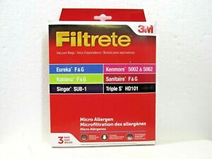 3M Filtrete 3 Pack Vacuum Bags - Eureka, Koblenz, Sanitaire F&G, Kenmore, Singer