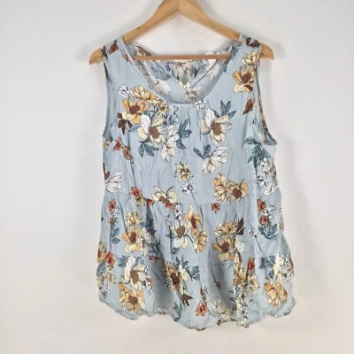 Tribal Jeans Mujer Cami Tank Top Talla L Azul Floral Sin Mangas Cuello Redondo094805 Foto 1 de 4