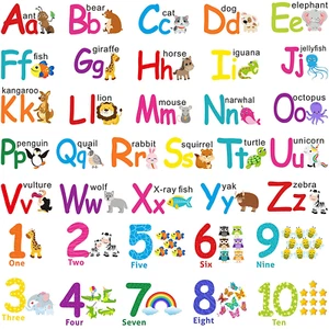 Alphabet Wall Stickers Kids Toddler Decors Animal ABC Stickers Removable Letters - Picture 1 of 7