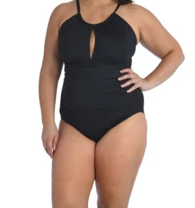 Traje de baño para mujer La Blanca Island Goddess de una pieza cuello alto ojo de cerradura negro 14 - Imagen 1 de 13