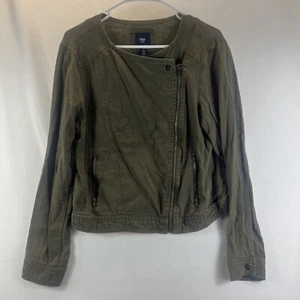 GAP Women's Dark Green Slanted Full Zip Long Sleeve Lightweight Jacket Size M - Picture 1 of 21