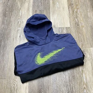 NIKE Dri-Fit Graphic Pullover Blue/Black Activewear Hooded Jacket Boy's Size M - Picture 1 of 9