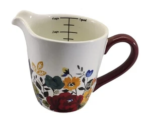 Pioneer Woman Timeless Floral Autumn Harvest 4 Cup Stoneware Measuring Pitcher - Picture 1 of 11
