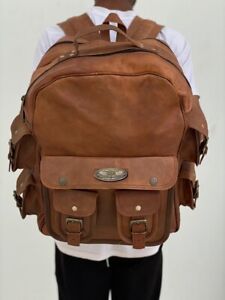 16 Inch Men's Leather Backpack Bag Satchel Briefcase Laptop Vintage (X Large)