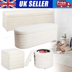 Modern Teddy Storage Bench Ottoman Upholstered for Bedroom End of Bed Footstool - Picture 1 of 51