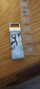 Puffin Fabric Zip/bag Attachment Keyring 3 Inch Handmade - Picture 1 of 1