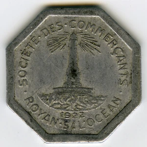 # FRANCE 1922 ☆ 25 CENT • SOC COMM ROYAN S/L'OCEAN • EMERGENCY COIN JETON ☆C6862 - Picture 1 of 2