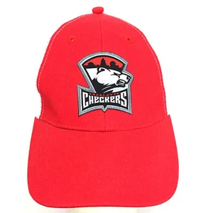 Charlotte Checkers Hockey Hat Spell Out Logo Mesh Snap Back Trucker Baseball Cap - Picture 1 of 12