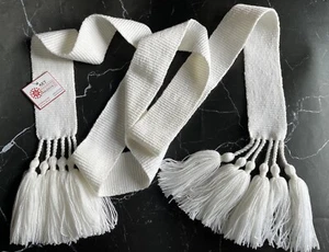 Cinturón tejido algodón ancho 100% blanco cinturón de corbata Ucrania vikingo... - Imagen 1 de 6
