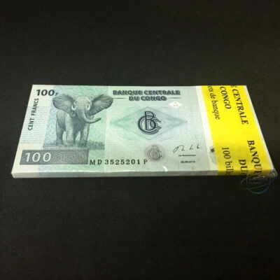 CONGO D.R. 100 Francs X 50 PCS 2013 P-98 Elephant HALF BUNDLE UNC Uncirculated - Image 1 of 3