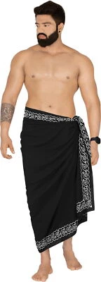 LA LEELA Men's Swimwear Cover Up Samoan Beachwear Summer Long Wrap Casual - Image 1 of 3