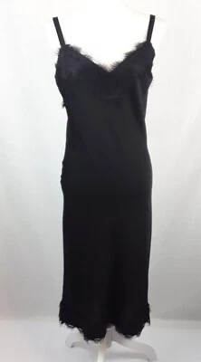 Rebecca Minkoff Black Lace Trim Midi Slip Dress Size Medium - Image 1 of 4