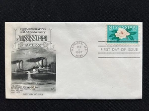 1337 Mississippi Statehood FDC Fleetwood Dec 11 1967 Natchez MS - Picture 1 of 2