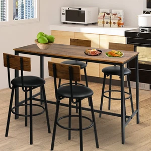DC DiClasse 5PC Pub Stool Dining Set w/ Counter Height Table 4 Upholstered Chair