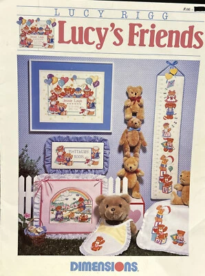 Lucy's Friends Dimensions Cross Stitch Leaflet 166 Lucy Rigg 1989 Teddy  - Image 1 of 2