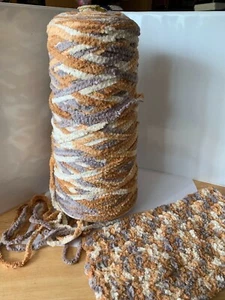 Mid-America Yarn COTTON CHENILE Yarn CONE scarf started Cream/Gray/Tan 320 YPP  - Picture 1 of 6