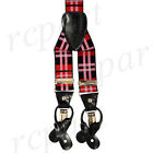 New Y back Men's Vesuvio Napoli elastic Suspenders Braces plaids red black