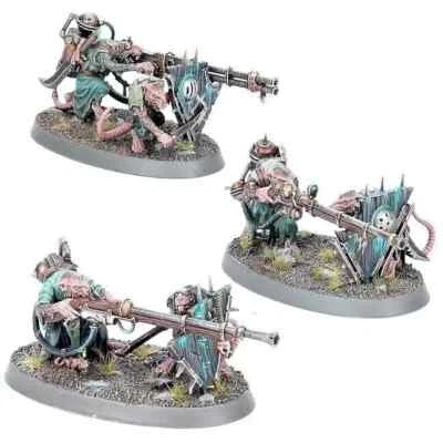 GAMES WORKSHOP Skaven Warplock Jezzails x3 Age Of Sigmar Skaventide NEW ON SPRUE With Bases