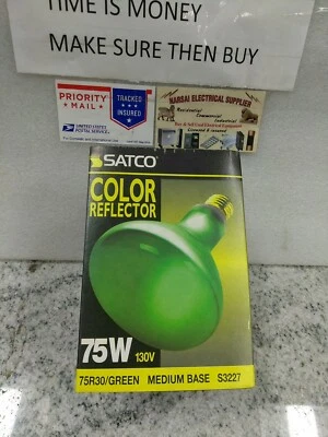 Satco S3227 75BR30/GREEN  COLOR REFLECTOR LIGHT  75W 130V, INDOOR (#22A - Image 1 of 4