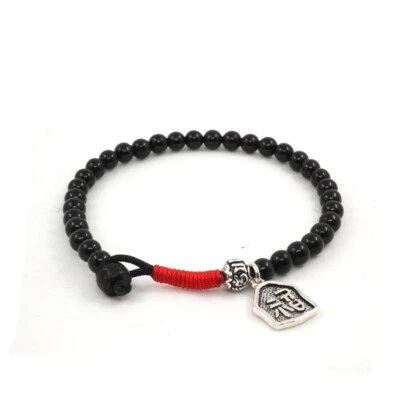 Tibetan Silver Natural Coconut Shell Red Lucky Beads Yoga Bracelets - Image 1 of 4