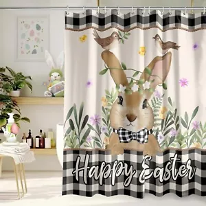 72x72 Inch Easter Rabbit Shower Curtain with Hooks Waterproof Polyester Fabri... - Picture 1 of 7