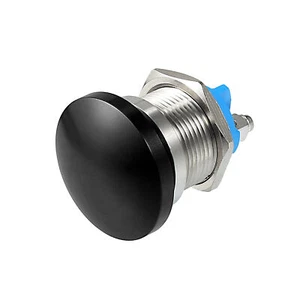 Interruptor de Botón Pulsador Momentáneo de 19mm de Metal, AC/DC 12V-250V, Negro - Imagen 1 de 7